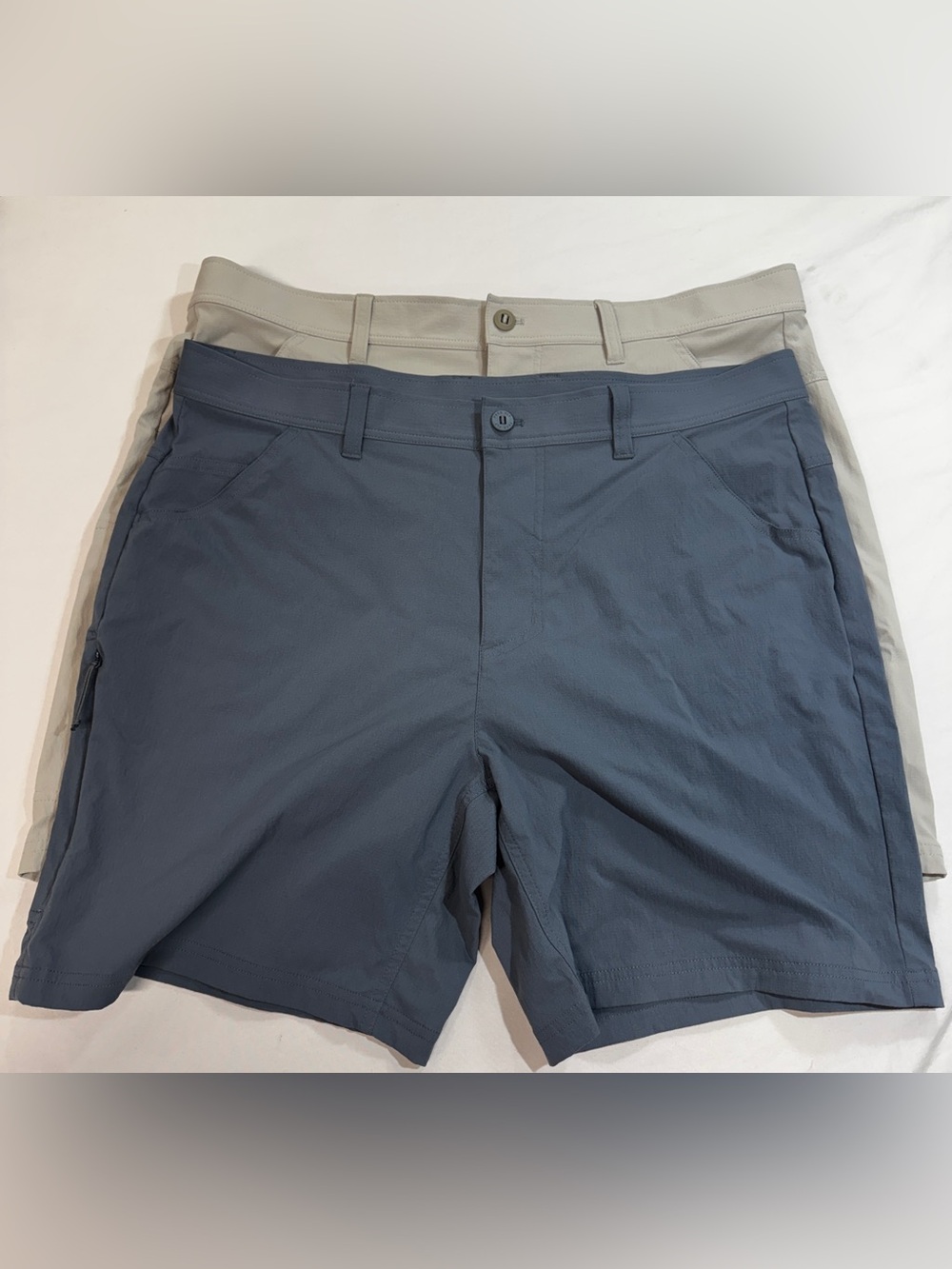 Free Fly Topogrid Shorts Mens 38 Gray/Tan Chino Hybrid 7"Inseam Fishing Lot Of 2